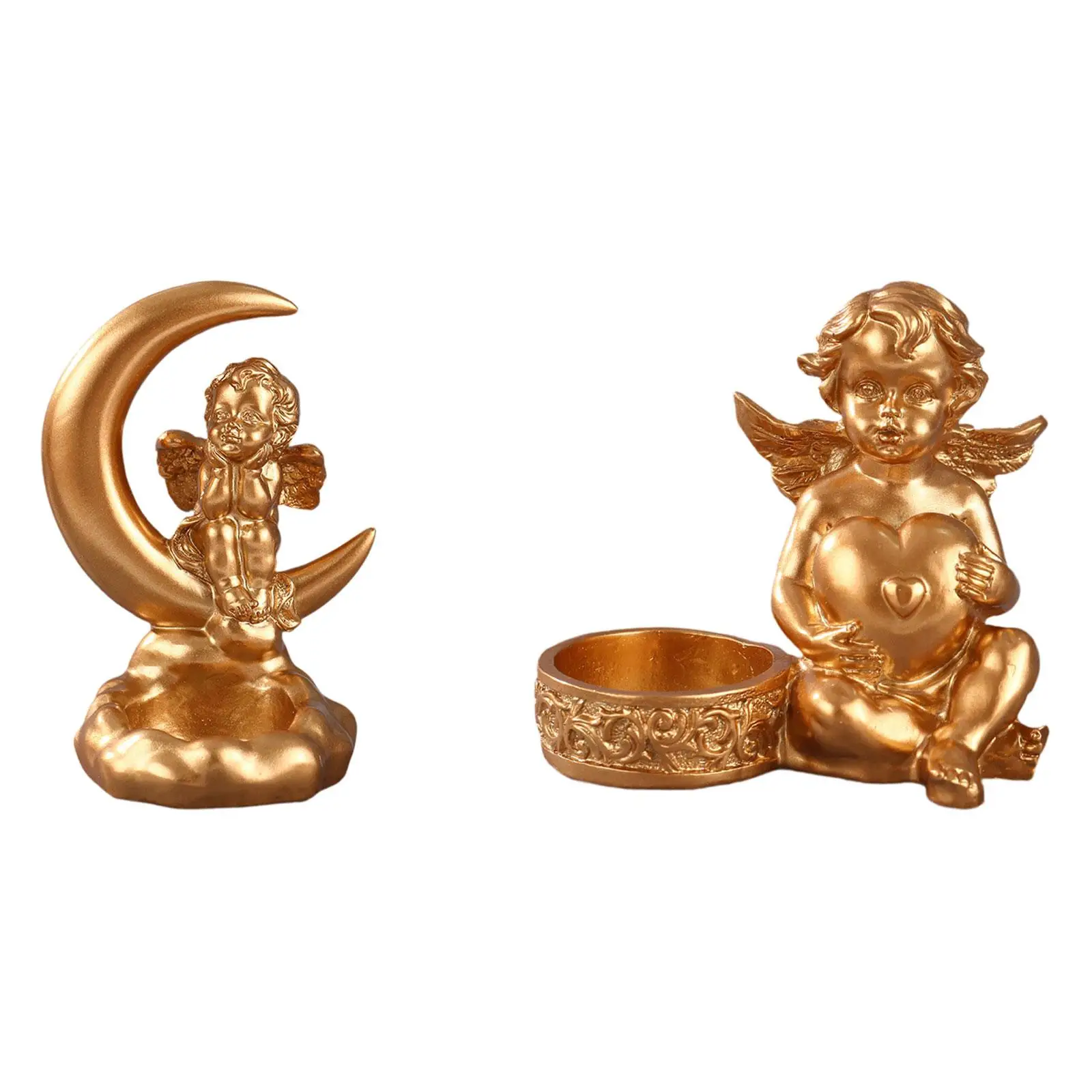 Portavelas con estatuilla de ángel, soporte para velas multiusos para cocina, decoración de granja, decoración de escritorio hecha a mano ligera - imagen 2