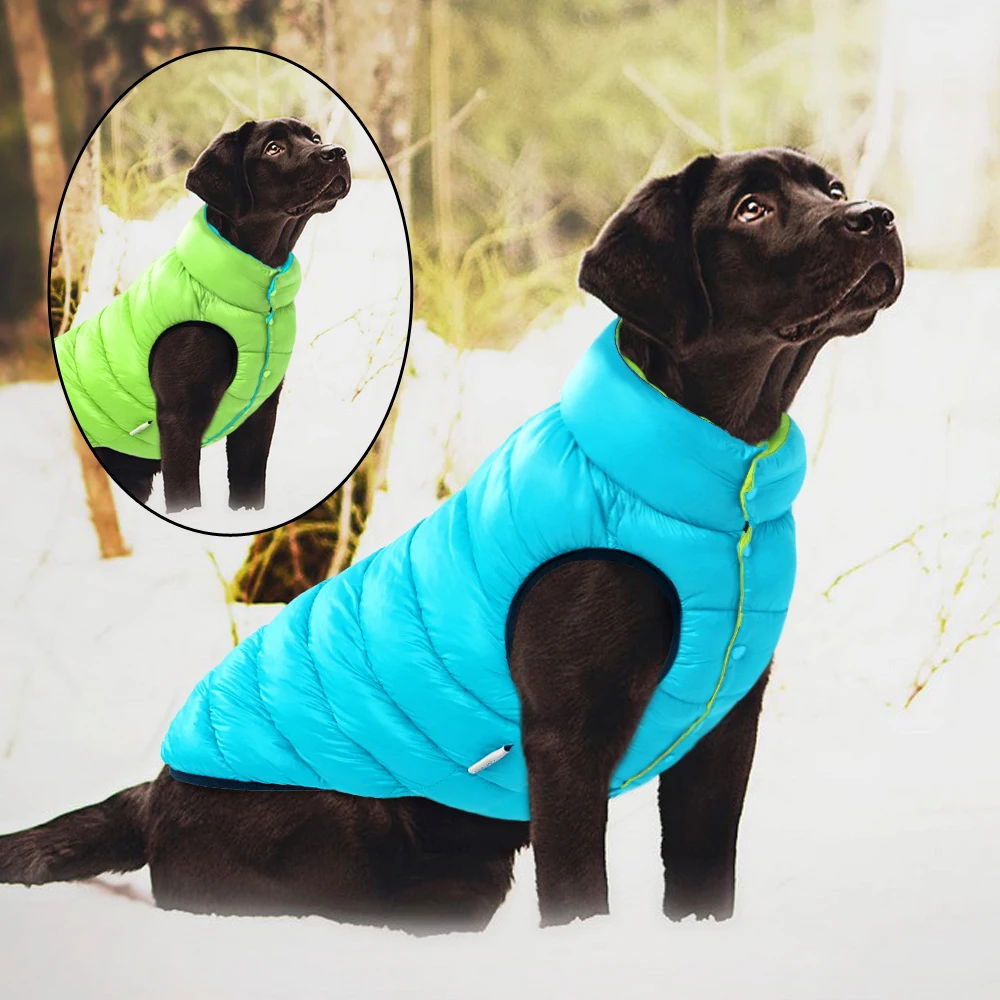Ropa Reversible de invierno para perro, abrigo a prueba de viento, chaquetas cálidas para mascotas, chaleco para perros pequeños, medianos y grandes, Bulldog, Pug - imagen 2