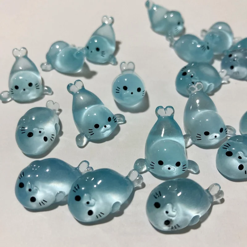 Figuras de focas que brillan en la oscuridad – Miniaturas decorativas de resina - imagen 4