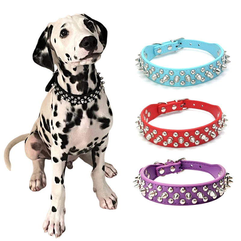 Juego de Collar y correa con remaches para perros de alta calidad, collares antimordeduras para mascotas para perros medianos y grandes, Bulldog, galgo, accesorios para mascotas