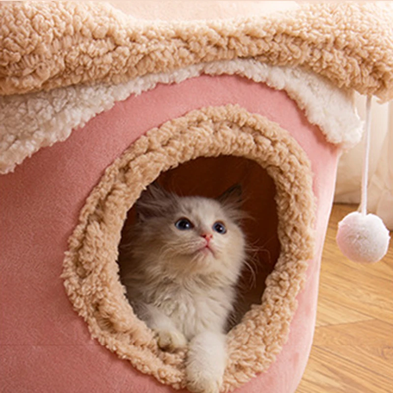 Booteely-tienda para mascotas, cama cueva para gatos, perros pequeños, helado autocalentable, tienda para gatos, cabaña cómoda para dormir - imagen 4