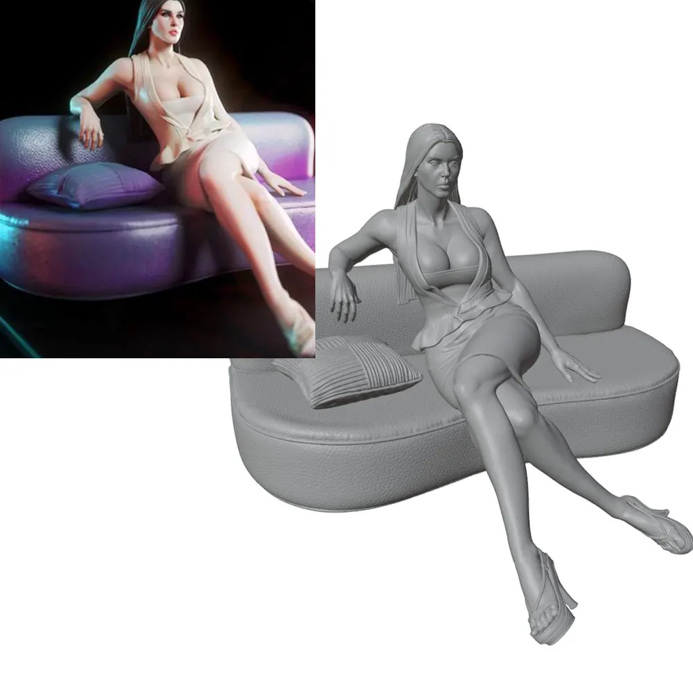 Kit resina gris 3D chica sexy decoración muñeca DIY sin montar - imagen 2
