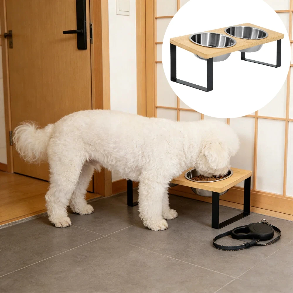 Comedero elevado con inclinación 15° para gatos y perros pequenos