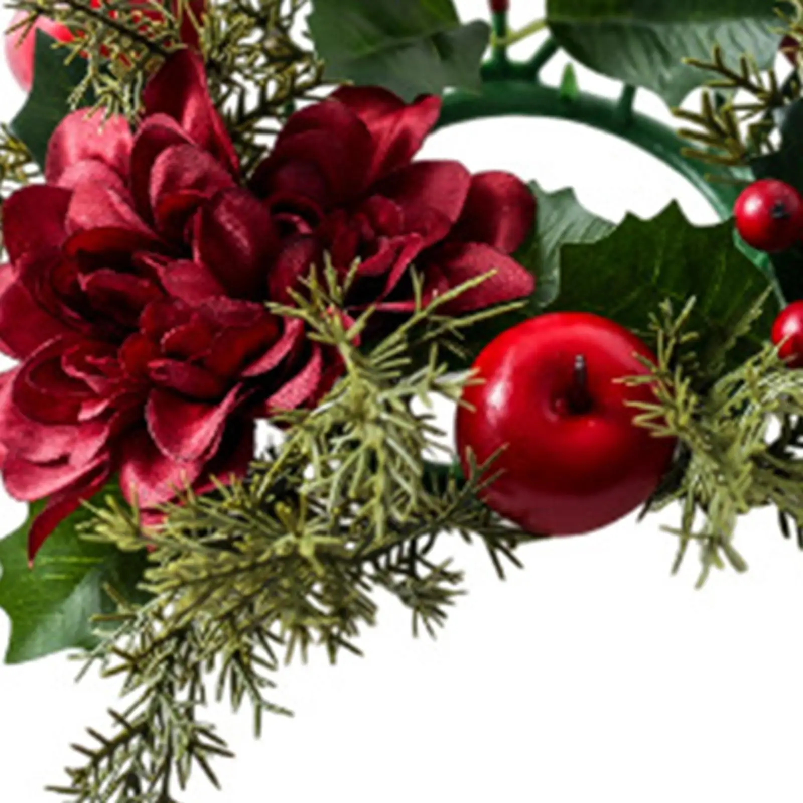 Anillo de vela de Navidad, corona de bayas rojas artificiales, guirnalda de portavelas para fiesta - imagen 5