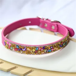 Collar con pedrería ajustable elegante para perros y gatos