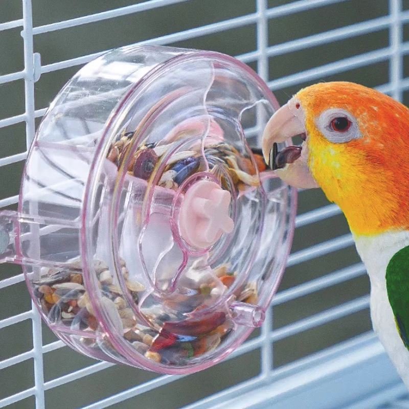 Rueda para loros y pájaros, juguete para loros, rueda de forrajeo para loros grandes, herramientas de entrenamiento para alimentación de pájaros, portátil para periquitos y cacatúas