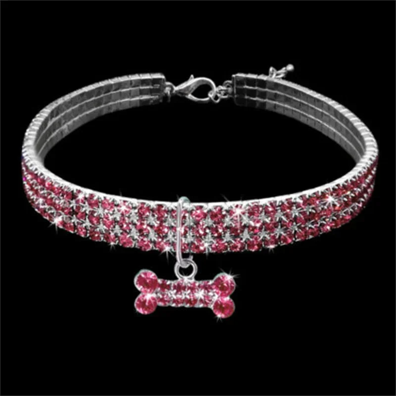 Collar para perro, joyería con diamantes de imitación, joyería de cristal para Chihuahua, Collar para perro con texto grabado ajustable - imagen 5