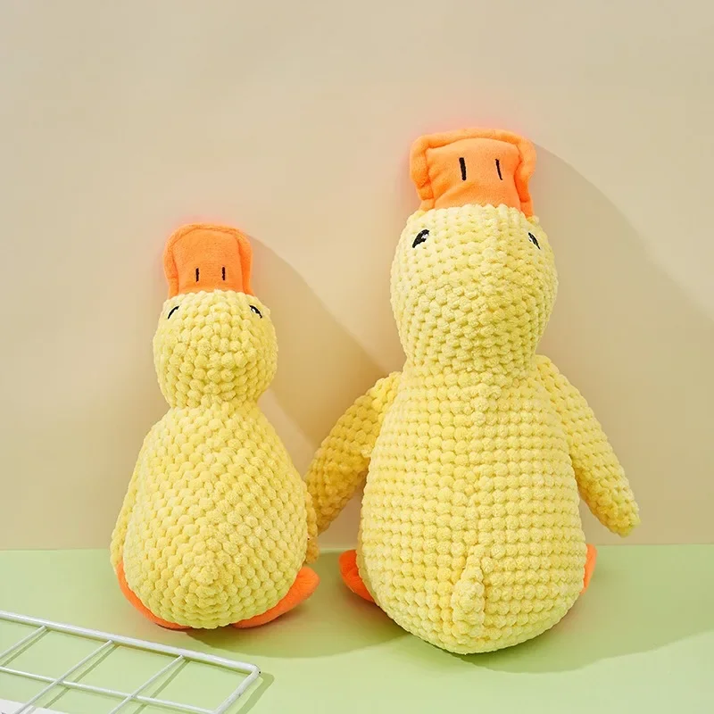 Juguete de peluche para mascotas, pato calmante, pato relleno, juguetes para masticar, juguete duradero chirriante para limpieza de dientes de mascotas, juguete para masticar, suministros para mascotas - imagen 5
