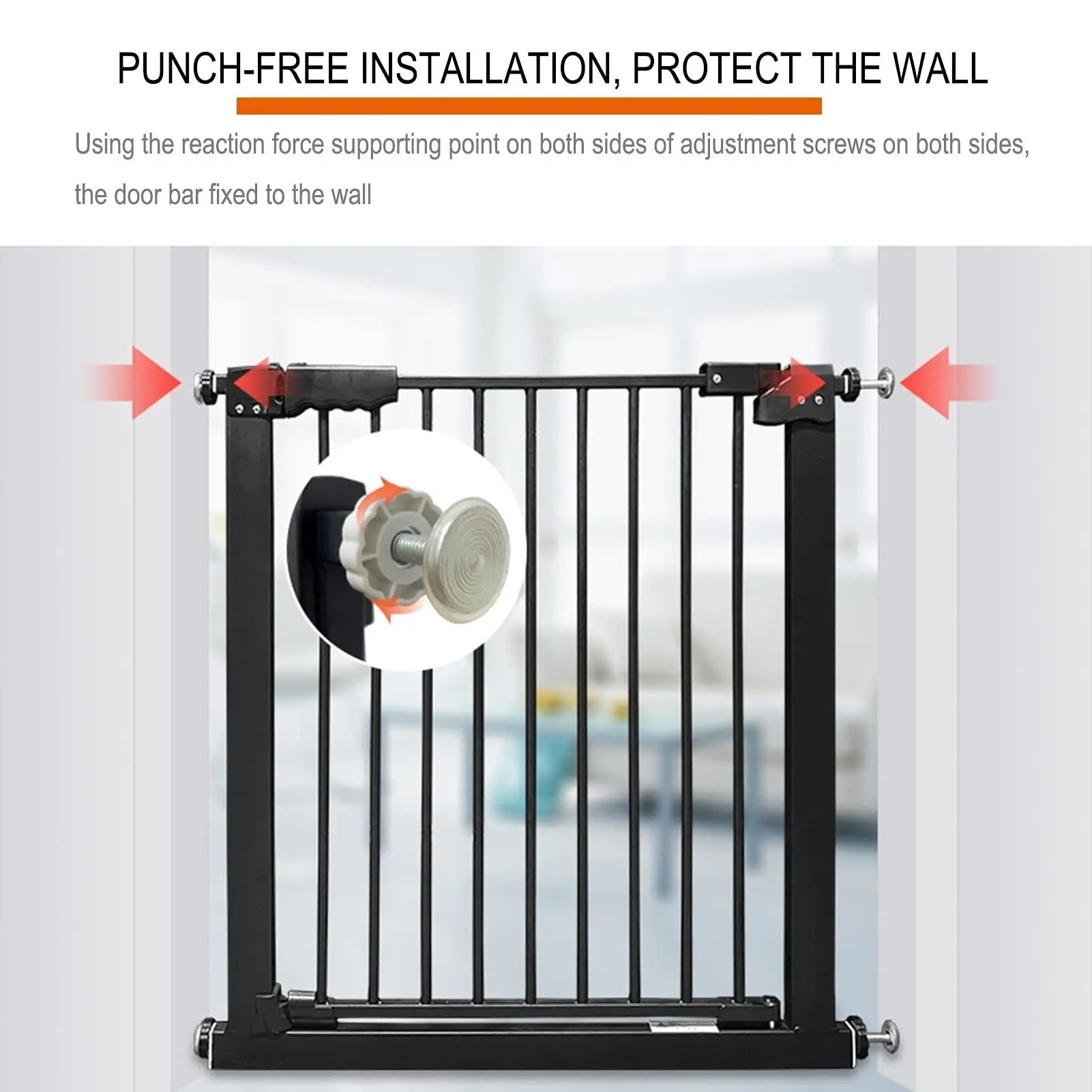 Barandilla protectora para escaleras con puerta de seguridad para perros