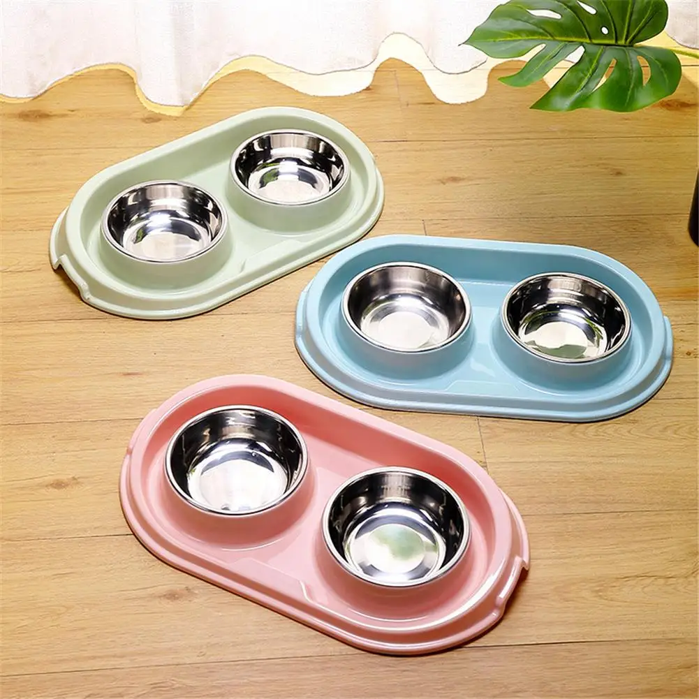 Cuenco doble antideslizante de acero inoxidable para perros, suministros de alimentación para cachorros y gatos, contenedor de almacenamiento de agua y comida, plato para beber para mascotas, alimentador - imagen 4