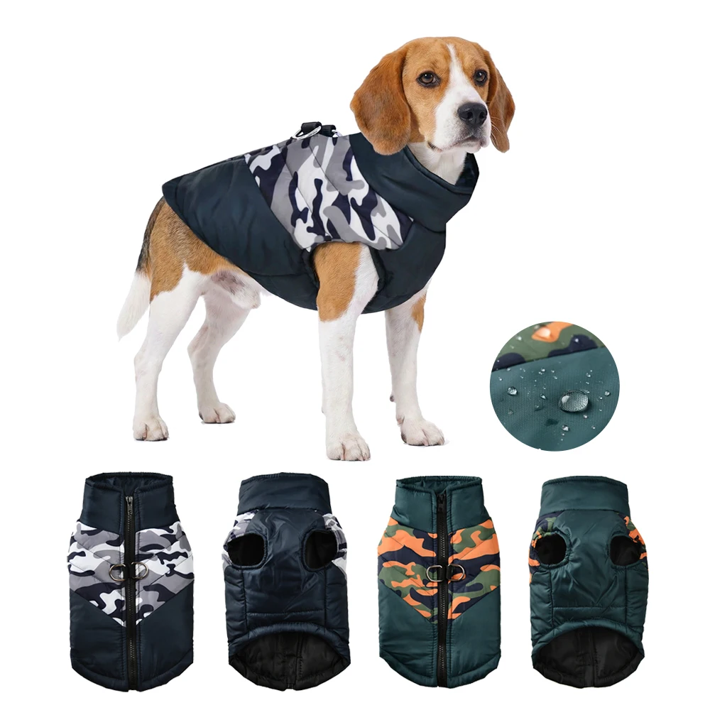 Ropa cálida de invierno para cachorros, chaqueta impermeable a prueba de viento para mascotas con anillo en D para perros pequeños y medianos, trajes para perros y gatos Yorkshire Chihuahua