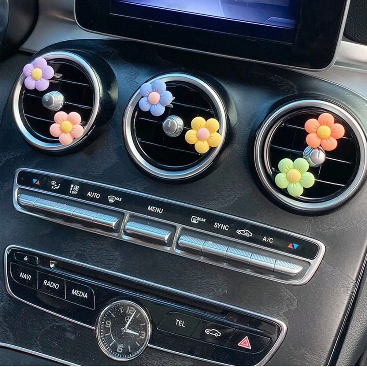 Decoraciones creativas lindas con flores para aire acondicionado coche - imagen 4