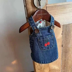 Conjunto verano bordado cereza para perros pequeños y gatos – Ropa mascota