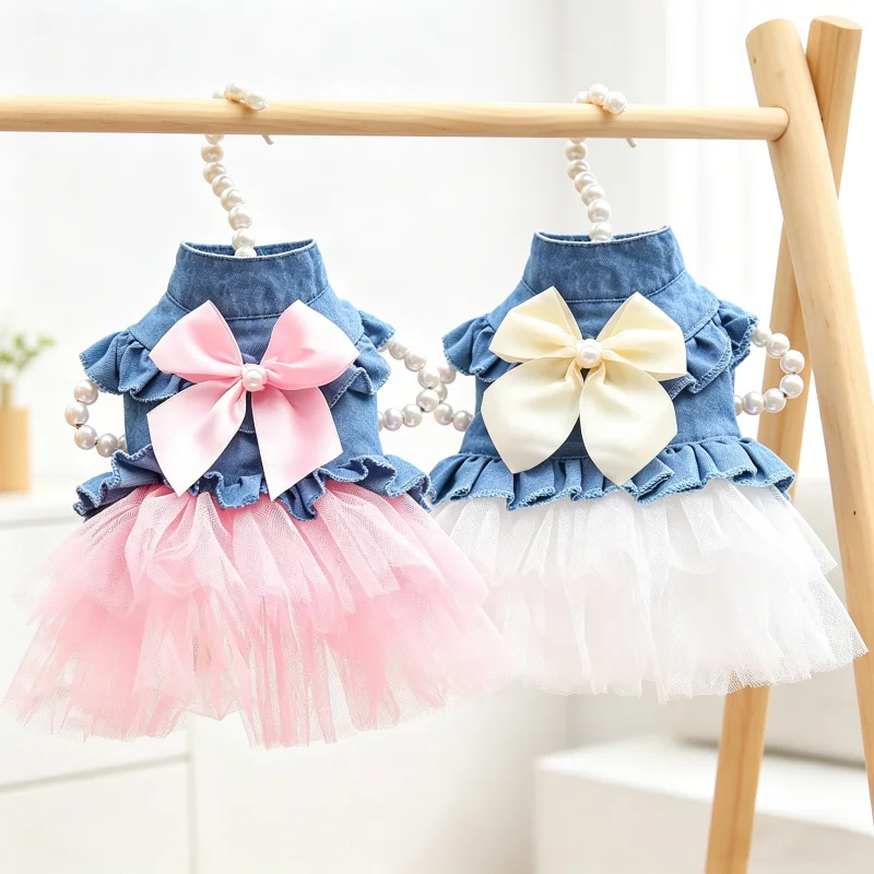 Vestido de tul para perros y gatos – Estilo princesa con lazo - imagen 5