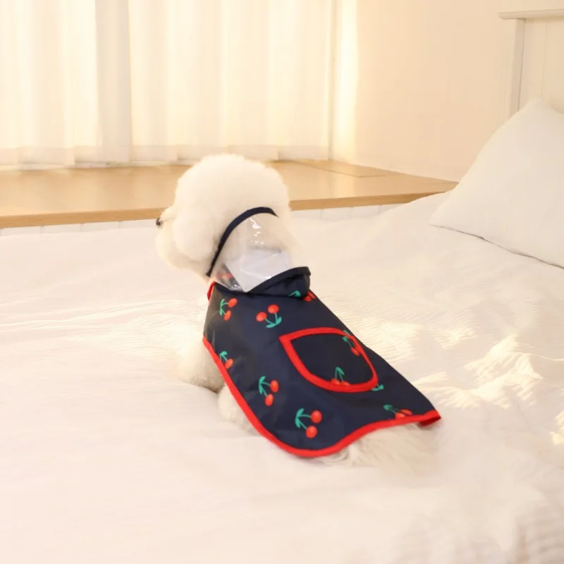 Chubasquero de primavera para mascotas, ropa impermeable para perros, capa de cereza bonita de tamaño pequeño y mediano, abrigo protector solar a prueba de viento para gatos - imagen 2