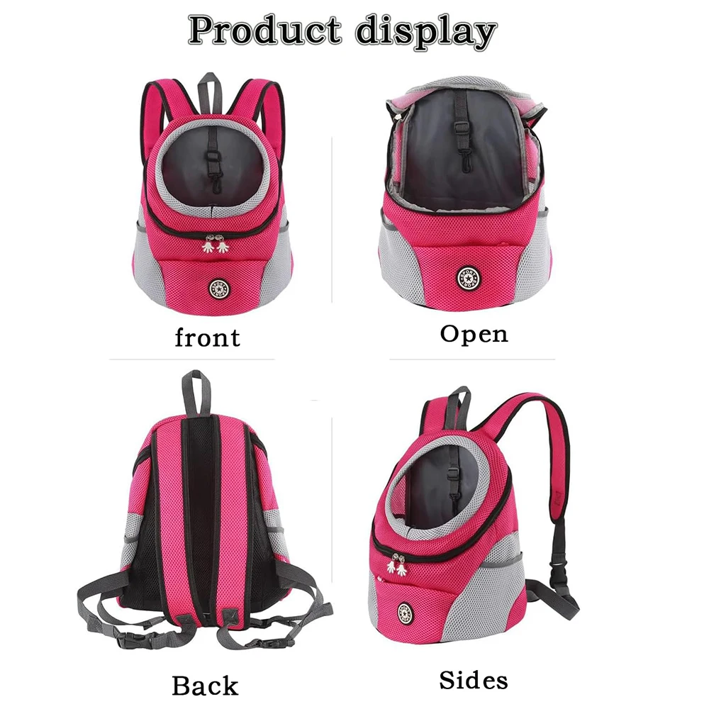 Mochila transportadora para mascotas, mochila frontal plegable para gatos y perros, bolsa de viaje con diseño de cabeza transpirable, bolso de hombro para perros al aire libre - imagen 5