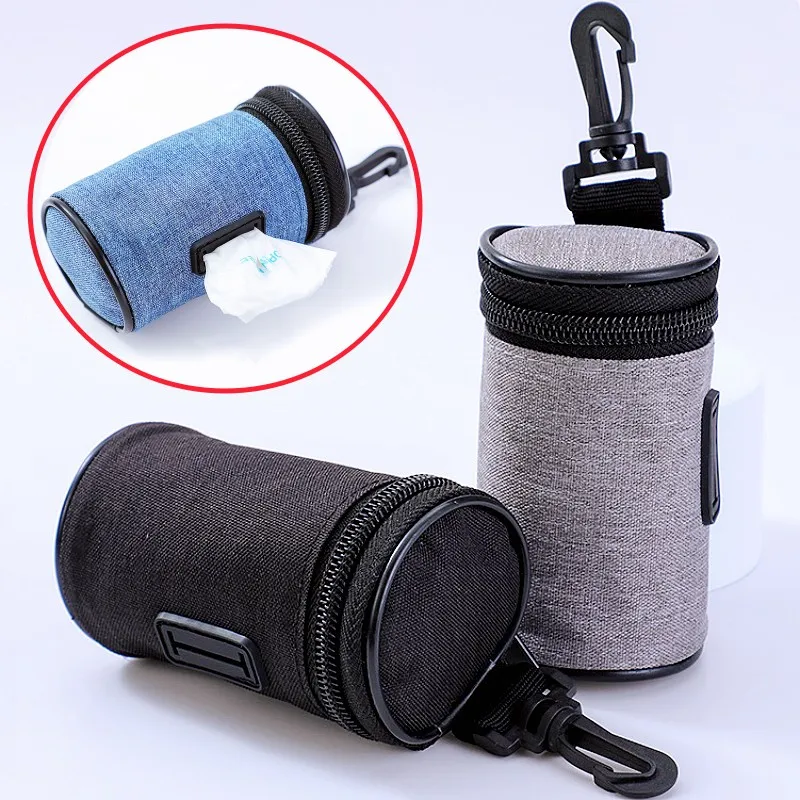 Dispensador de bolsas de caca para perros, soporte portátil para bolsas de caca para perros, soporte para bolsas de basura para caminar, dispensador de bolsas de aseo colgantes para perros