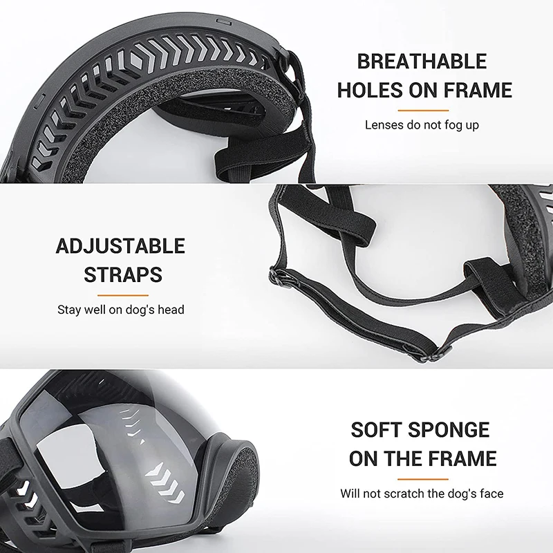 Gafas de sol deportivas para perros medianos y grandes, lentes suaves a prueba de viento, protección UV, conducción, senderismo - imagen 3
