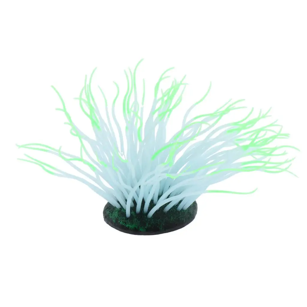 Artificial Sea Anemone Ornament Glowing Effect Silicone Landscape for Fish Tank Aquarium
