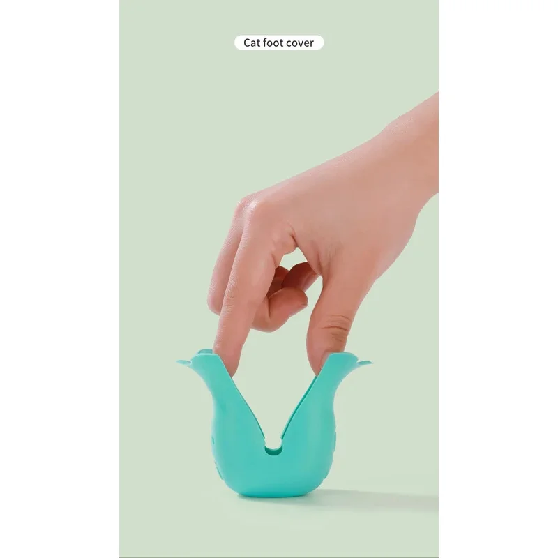 Zapatos de silicona antiarañazos para pies de gato, para aseo, baño, lavado, garra, Protector de pata, herramientas de aseo de silicona para mascotas - imagen 4
