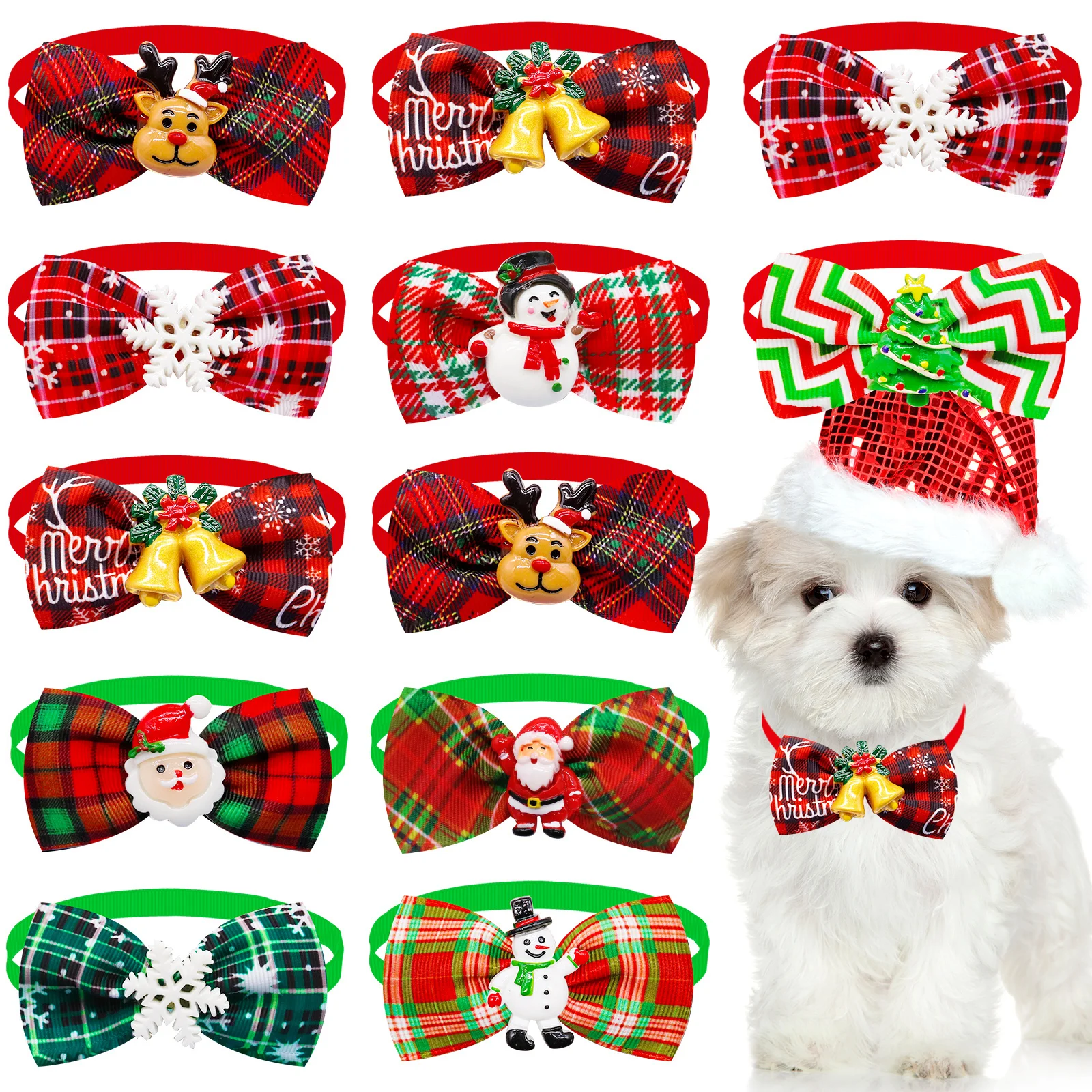 50/100 Uds. Pajaritas navideñas para perros pajarita Collar perros suministros navideños para perros mascotas accesorios de aseo para perros pequeños