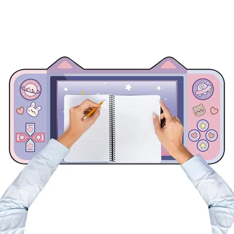 Alfombrilla de ratón para juegos de ordenador, alfombrilla de escritorio grande con bordes cosidos, color rosa Pastel, Gato Sakura