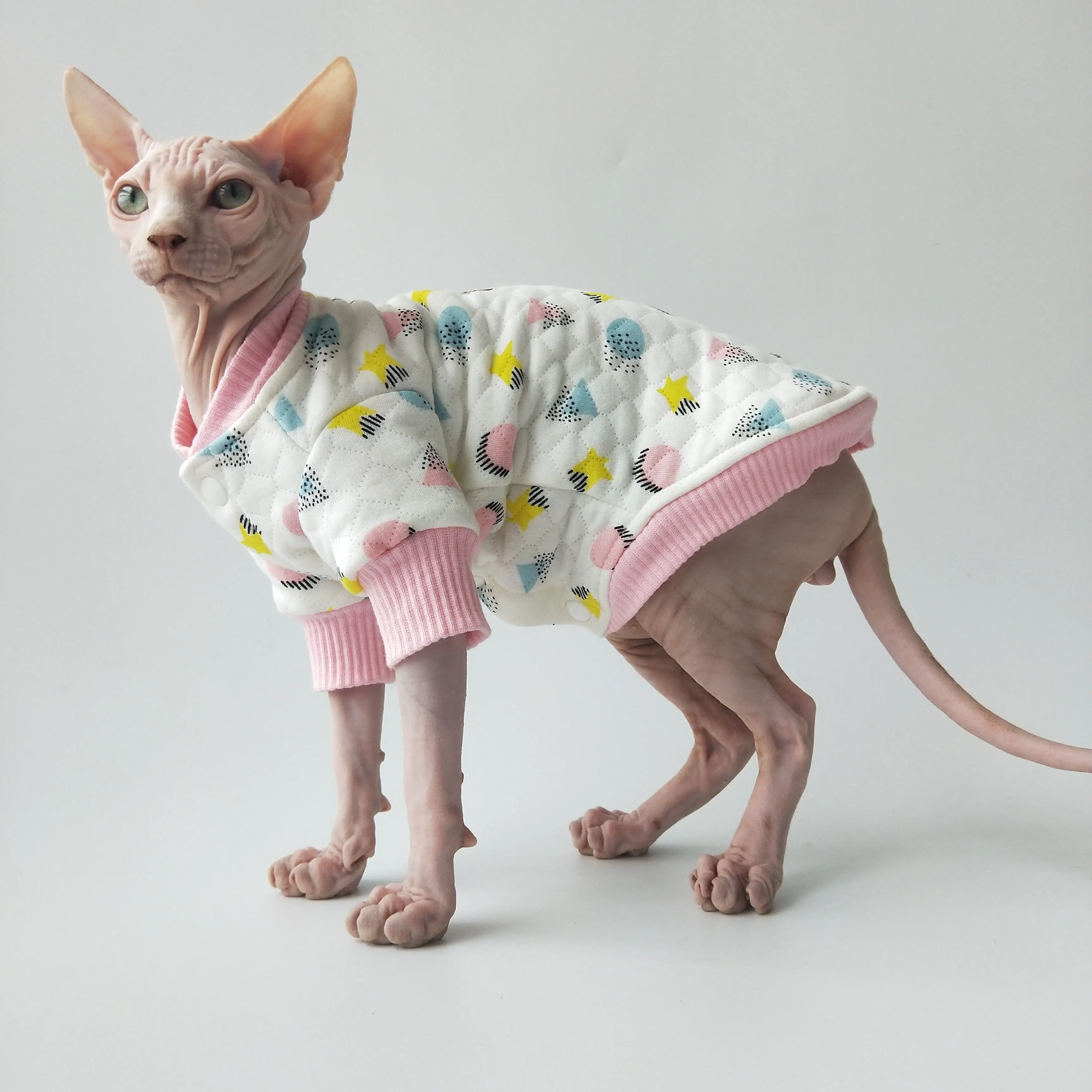 Chaqueta cálida para gato Sphynx – Cárdigan acolchado otoño invierno