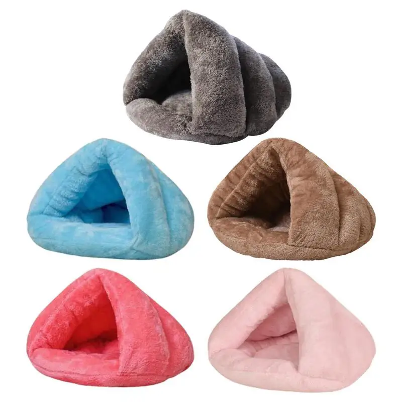 Cama de cueva para mascotas, cama de calentamiento para gatos de interior, triángulo semicerrado, nido cálido para gatos, tienda de campaña para mascotas, cueva para cachorros pequeños y medianos - imagen 2