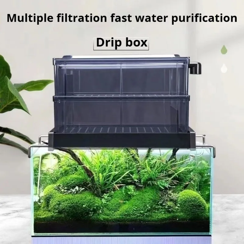 Caja de filtro externo para acuario, caja de goteo superior para pecera, cajón, caja de filtro para tanque de tortuga pequeña, cámara de cultivo, suministros para mascotas
