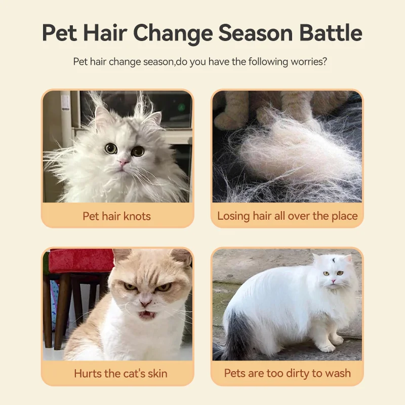 ROJECO peine de vapor para mascotas, cepillos de pulverización eléctricos para perros, peines de depilación, herramientas de aseo para mascotas, cepillos de depilación para gatitos - imagen 2