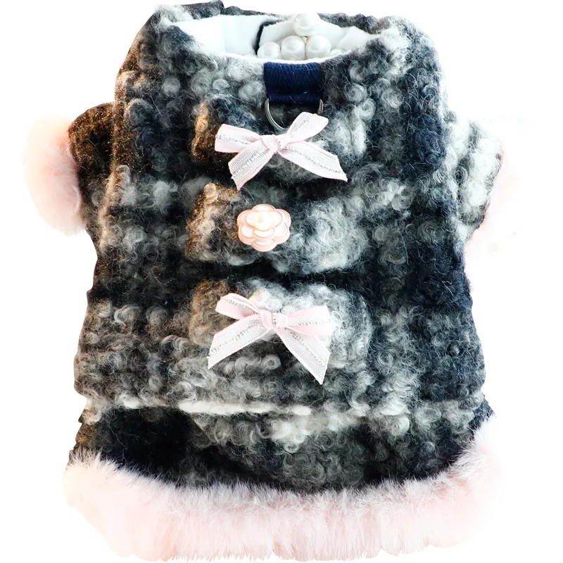 Abrigo acolchado de princesa de terciopelo cálido para perros, traje de estilo fragante de lujo para perros pequeños, ropa esencial para mascotas de otoño e invierno - imagen 5