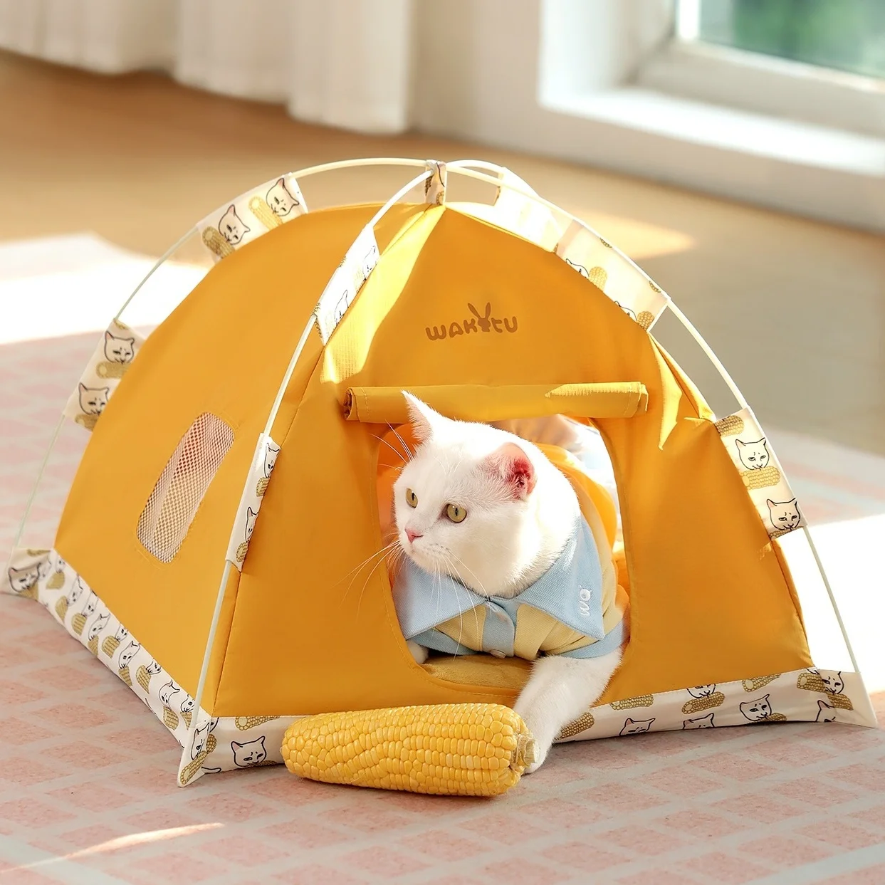 Tienda impermeable para gatos al aire libre con cojín grueso, casa para gatos, cama cueva para gatos de interior, tienda de campaña para mascotas, cama para perros al aire libre para todas las estaciones - imagen 5
