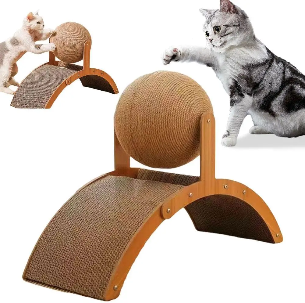 Rascador sisal para gatos de madera maciza con bola