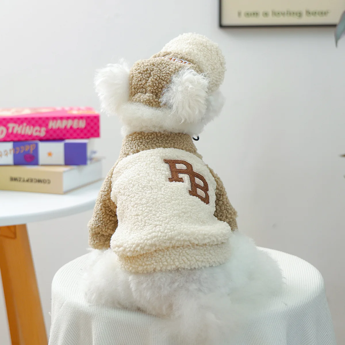 Otoño e Invierno lana de cordero Sudadera con capucha de cuello alto mascota invierno sombrero de felpa gato abrigo Casual ropa para perros pequeños ropa para cachorros