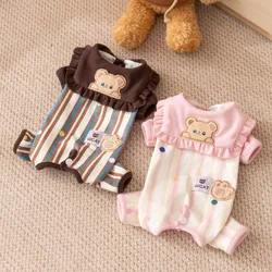 Pijama de invierno rayada para perros pequeños