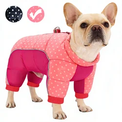 Chaqueta cálida de invierno para perros pequeños y medianos, mono con estampado de lunares para cachorros, abrigo reflectante para mascotas, Chihuahua, Bulldog, con anillo en D