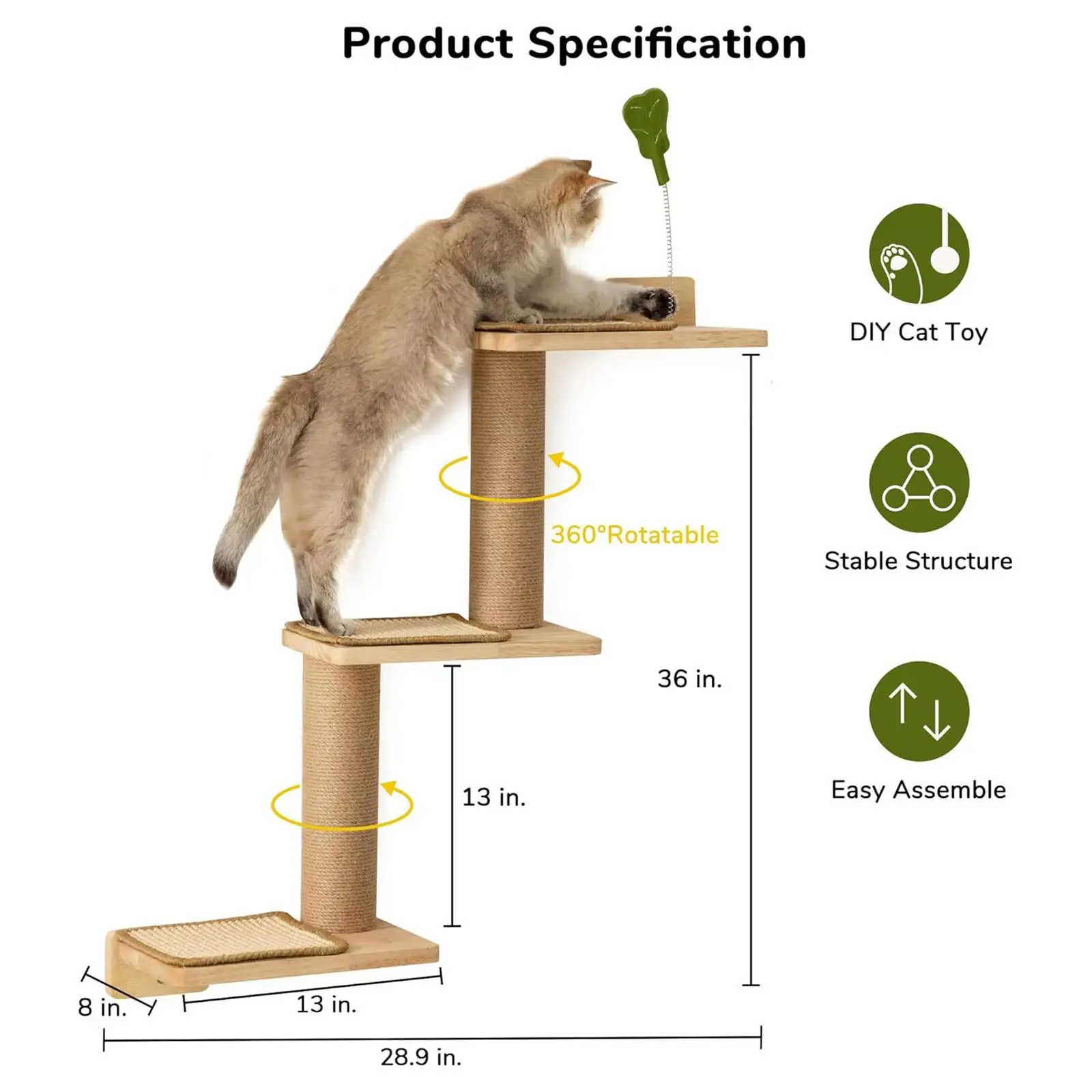 Cat Wall Shelves Steps Perch Supplies for Cats Cat Stairway for Jumping Exercise Scratching Lounging