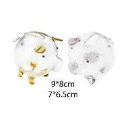 Alcancía de cerdo de vidrio transparente, tarro de ahorro, banco de dinero para guardería de Baby Shower