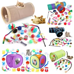 Juguetes para gatos: túnel plegable y pelotas interactivas divertidas