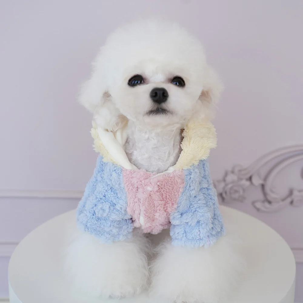 Ropa de dormir con lazo para otoño/invierno para mascotas, mono cálido de peluche, ropa de terciopelo de cuatro patas para mascotas, pijamas para perros, ropa para cachorros - imagen 3