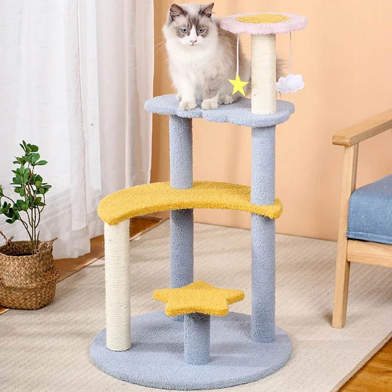 BOOTEELY-Cuadro de escalada para gatos con forma de estrella y Luna, juguetes pequeños de Sisal para rascar gatos, tabla para rascar, molienda de garras, tipo plato giratorio para gatos - imagen 2