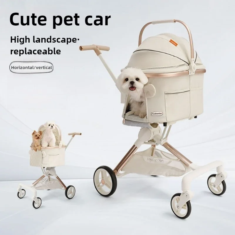 Cochecitos para mascotas de paisaje alto, carrito para perros Separable reversible horizontal y verticalmente, productos para mascotas, suministros para perros - imagen 2