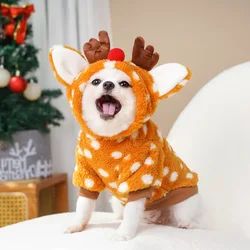 Disfraz de Navidad para perros y gatos, reno, forro polar de otoño e invierno, suministros para perros y gatos de tamaño mediano, traje de transformación