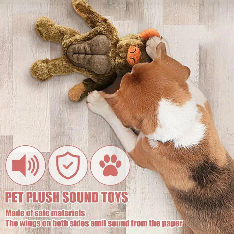 Juguete para perros, juguete de peluche con chirrido de vaca para perros, suministros aptos para todos los cachorros, juguete interactivo orangután, divertido y duradero, molar para masticar, lindo - imagen 3