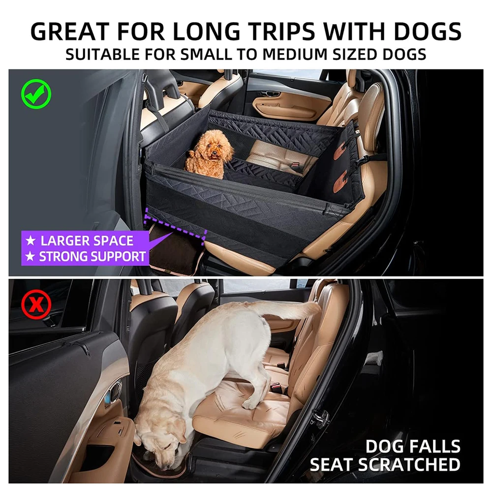 Cojín para asiento de coche con doble cremallera para mascotas, Protector para asiento trasero de coche para perros y gatos, impermeable, resistente a la suciedad, Color sólido, cojín para asientos traseros de coches - imagen 4