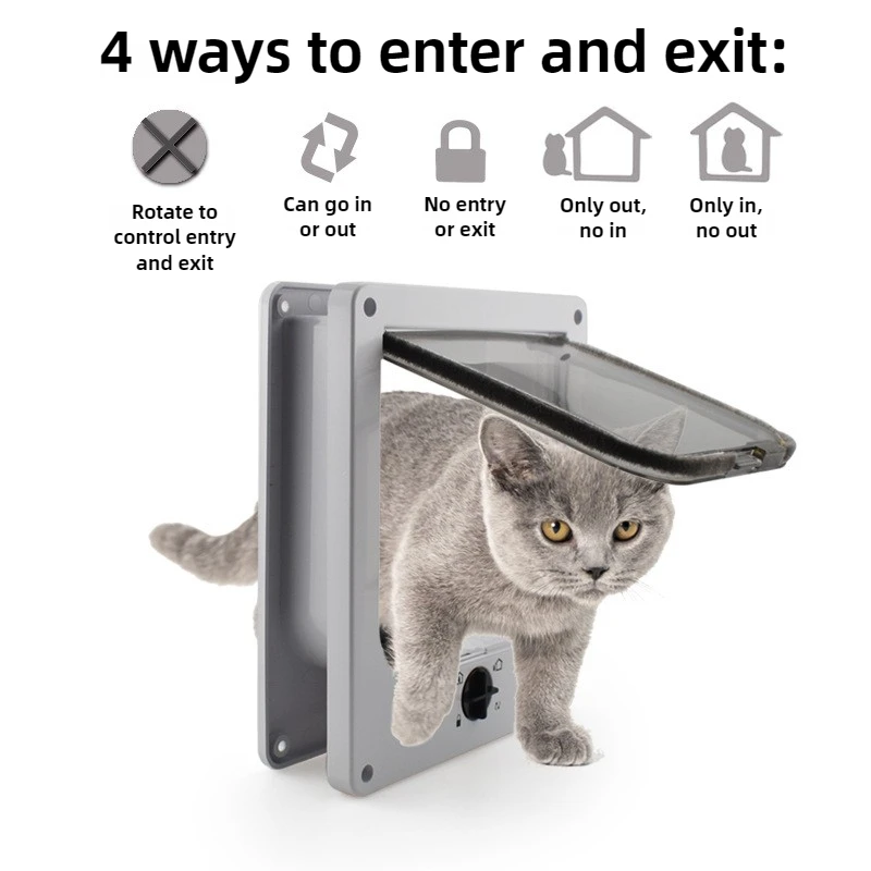 Puerta para gatos, puerta con orificio interior, interruptor giratorio, Control de puertas para gatos, dirección de entrada, salida, puertas libres, suministros para mascotas y gatitos - imagen 2