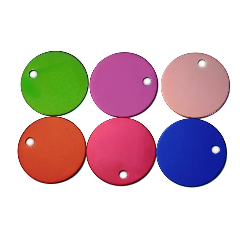 Venta al por mayor, 100 Uds., etiquetas redondas para identificación de perros y mascotas, placa de identificación de aluminio anodizado, número de perro grabado, etiqueta de identificación, tarjeta, abalorio personalizado - imagen 5