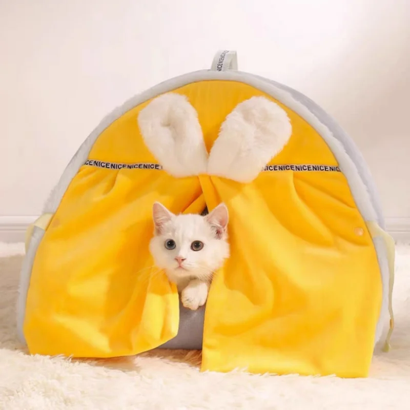 Casa cálida de invierno para gatos, cueva para dormir súper suave y acogedora, cachorros y gatitos gruesas para tiendas de campaña, nido de cama a prueba de viento, suministros para mascotas - imagen 3