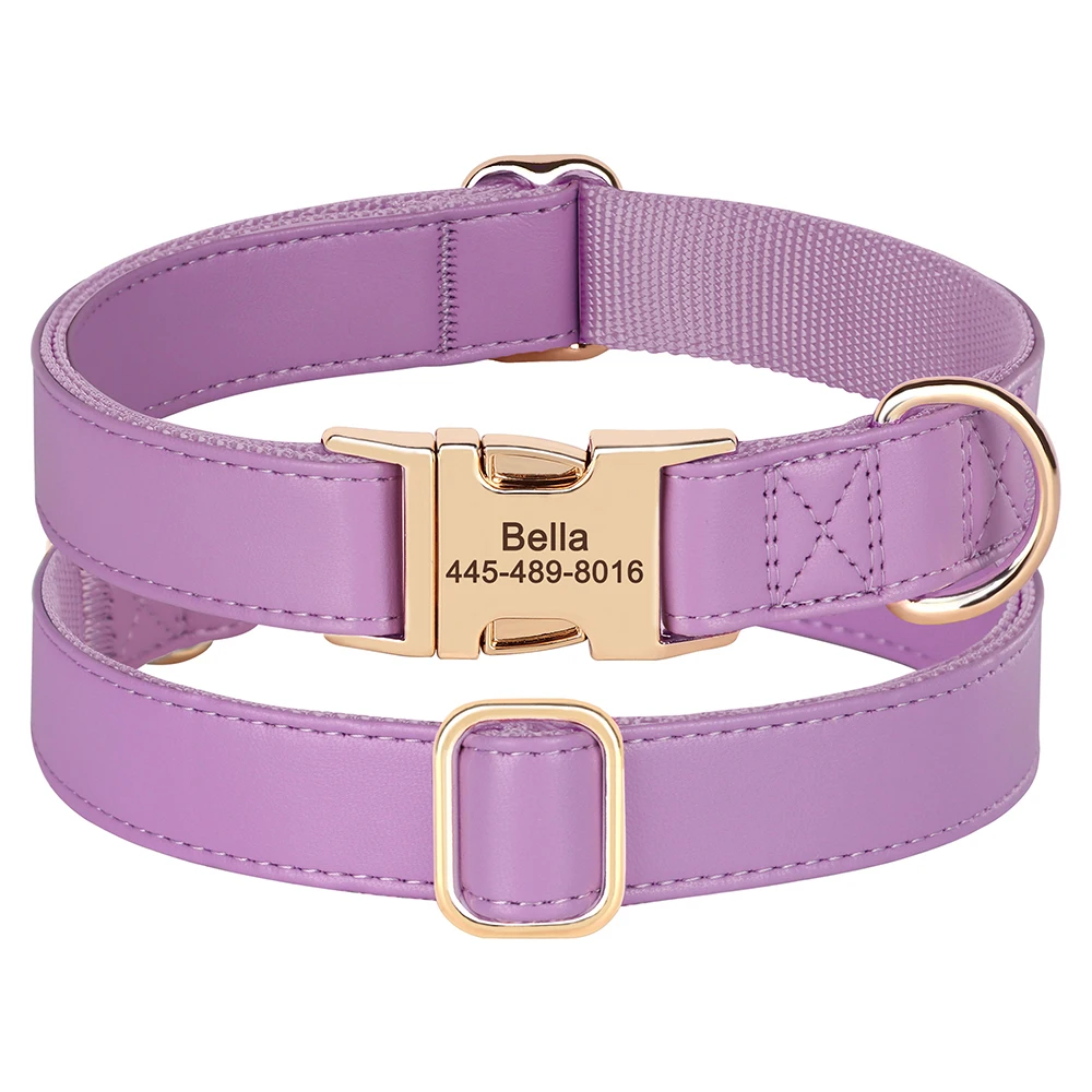 Collar de perro personalizado, collares de cuero para perro personalizados, grabado gratis, Collar con hebilla para mascotas para perros pequeños, medianos y grandes, Bulldog Pug - imagen 4