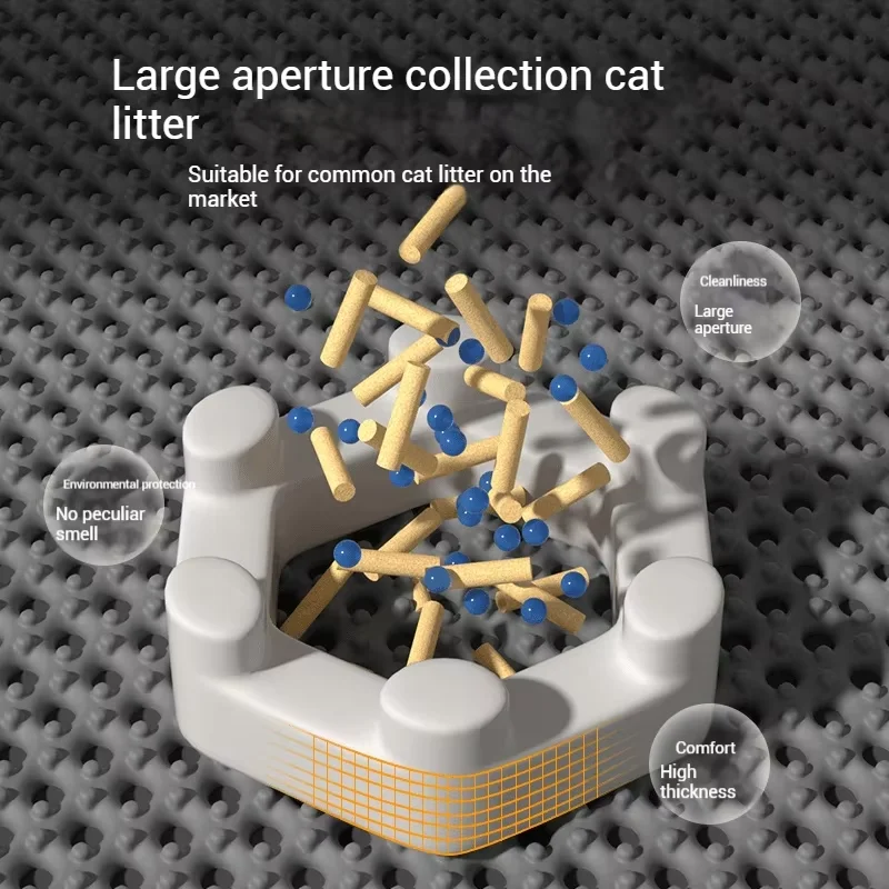 Tapete grande para arena para gatos de doble capa, impermeable, antideslizante, lavable, duradero, con trampa de arena, almohadilla para mascotas fácil de limpiar - imagen 4